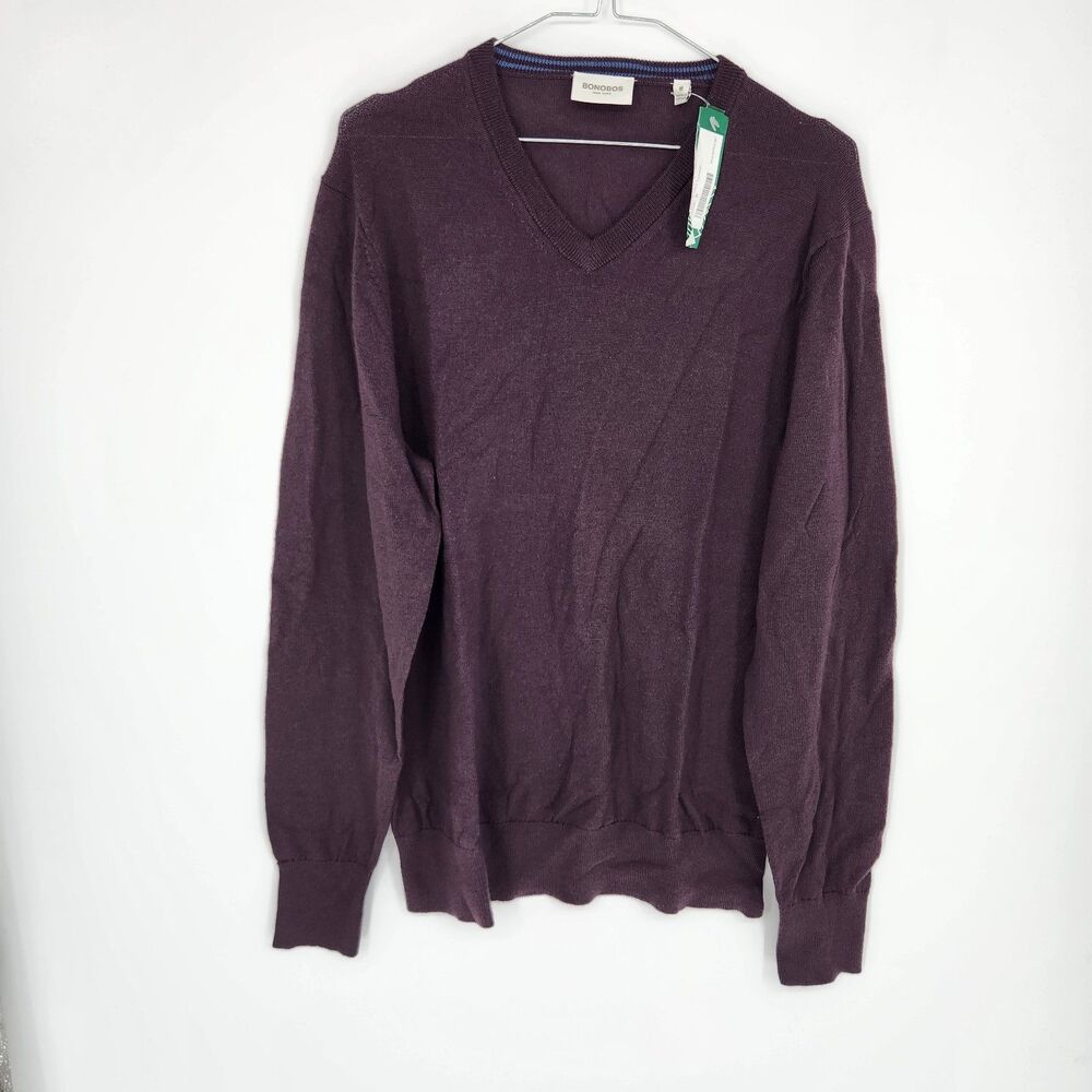 Bonobos Men's Medium Purple Merino V-Neck Sweater NWT